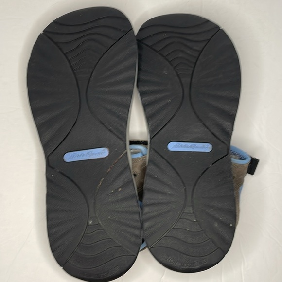 Eddie Bauer Velcro  dark grey with light blue sandals women’s size 10 - Picture 2 of 13
